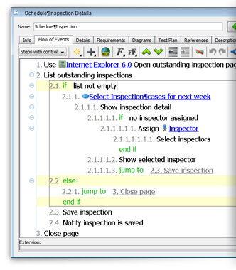 Flow of events editor
