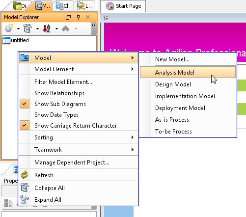 create analysis model