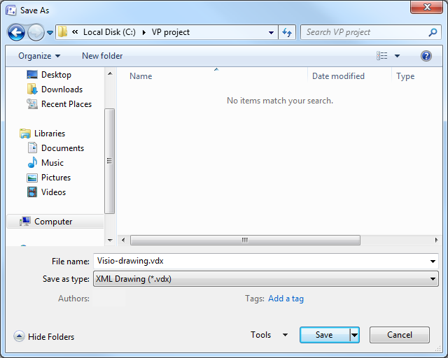 save vdx file