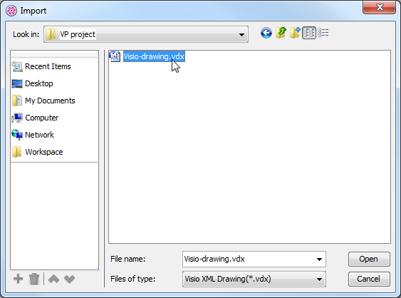import vdx file