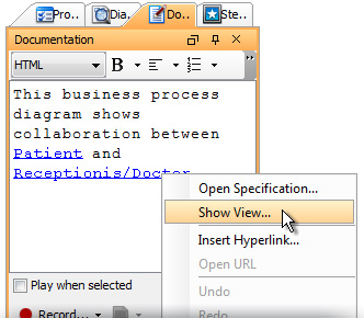 Reference model element in documentation
