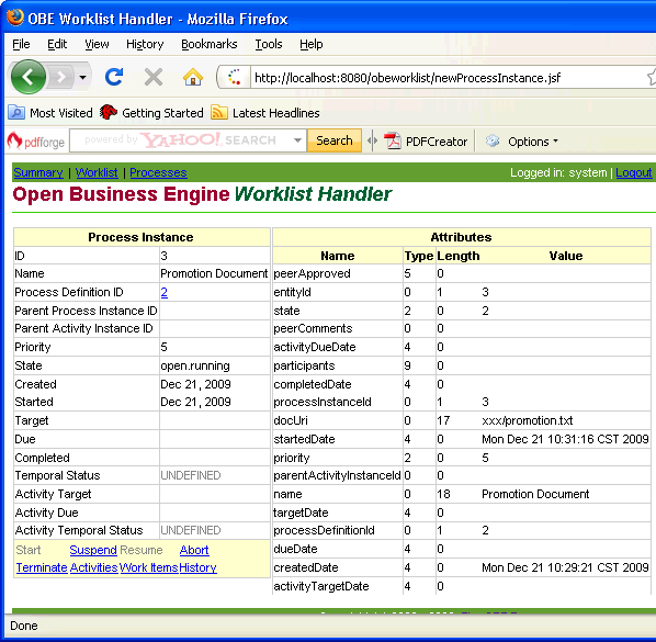 process instance