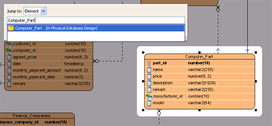 Jump to target entity in ERD