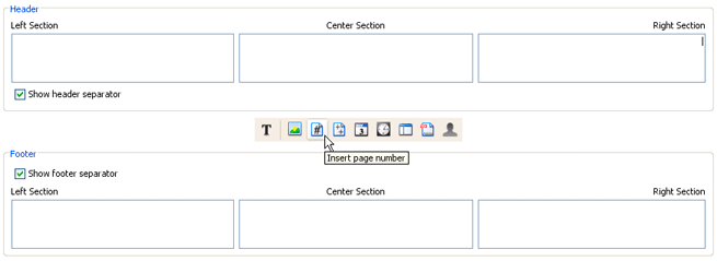 Specify report header and footer