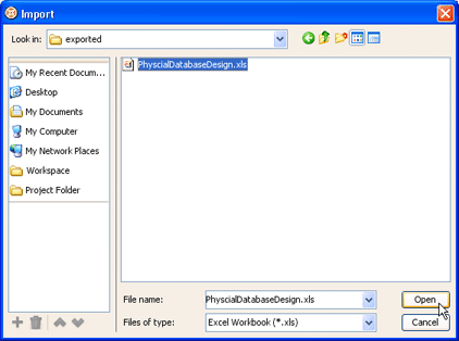 Select modified Excel to import