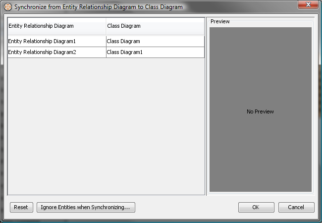 sync diagram dialog