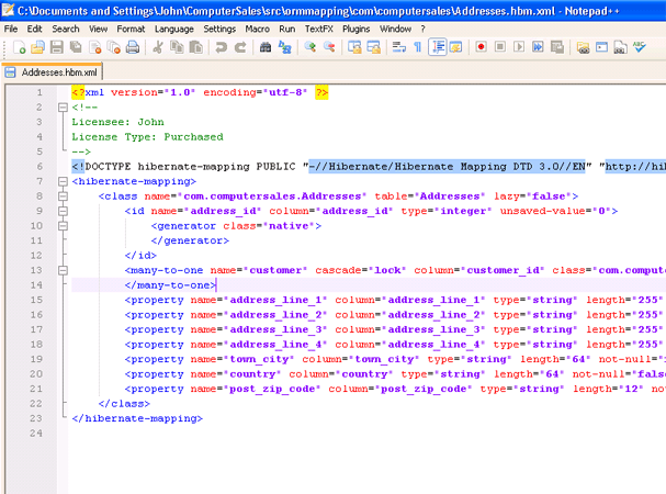 Generated <span class='notranslate'>Hibernate</span> map file