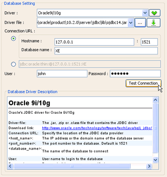 Test Oracle database JDBC connection