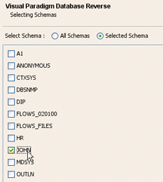Select databse schema for reverse to model