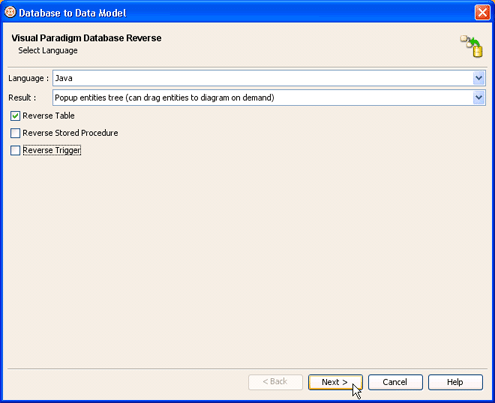 Select reverse database table to model