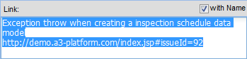 The popup of URL of Issue