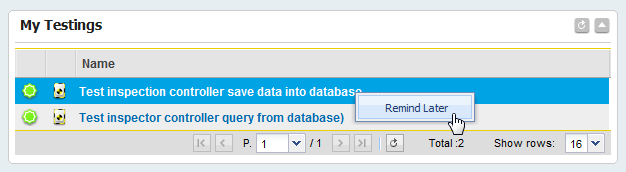 Set a Testing to remind later