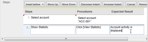 Enter the steps of Test Case