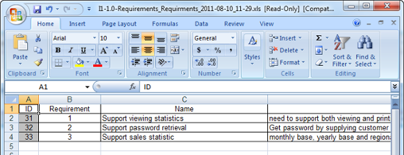 Exported Excel