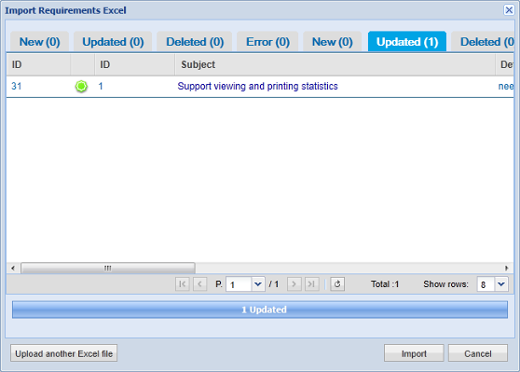 Preview the changes by importing the selected Excel