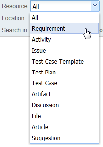 Select the type of Resource to search
