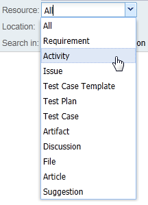 Select the type of Resource to search