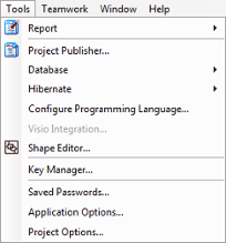 The Tools menu