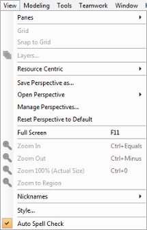 The View menu