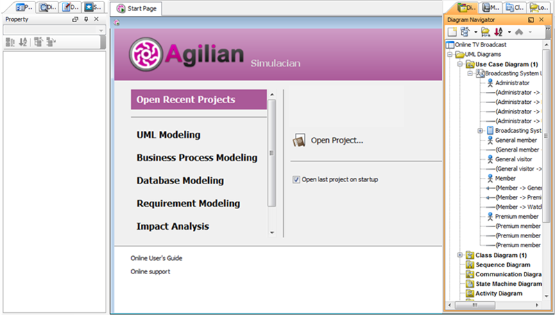 A frame docked to the right of application screen