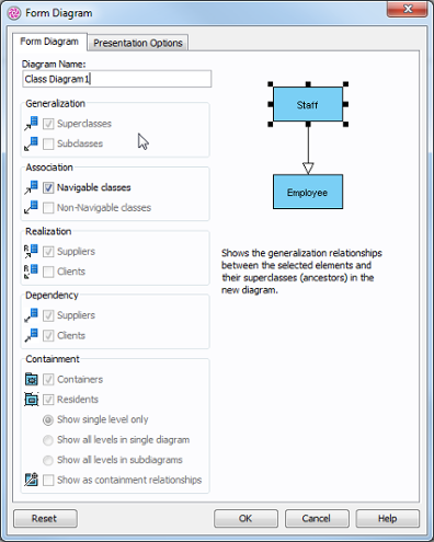 Form Diagram dialog box