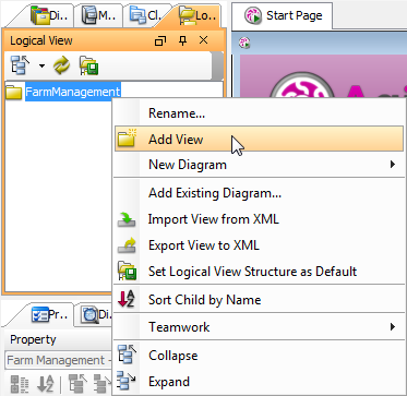 Click Add View from the pop-up menu