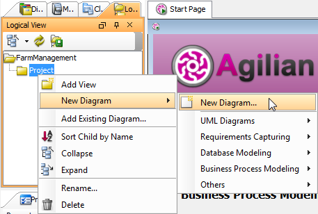 Select New Diagram... from the pop-up menu