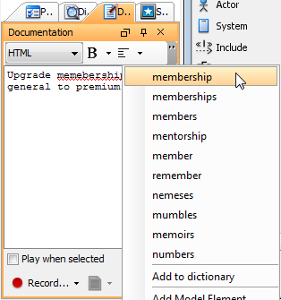 Select a correct word from the pop-up menu