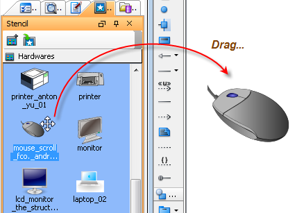 Drag a stencil on the diagram pane