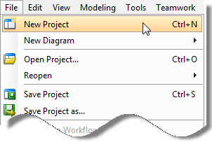 Create a new project from the main menu