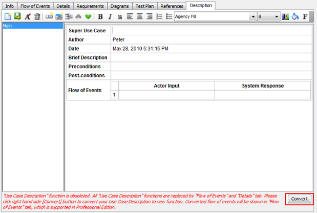 Convert use case description