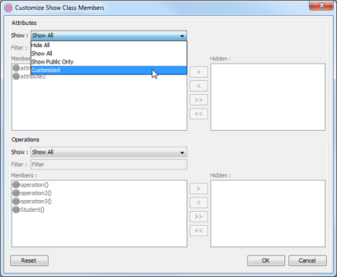 Select Customized in dialog box
