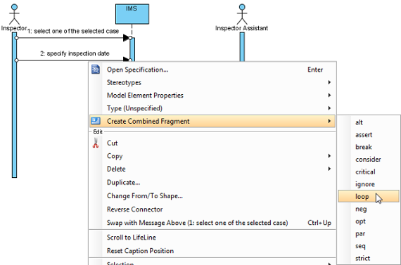 Create combined fragment for messages