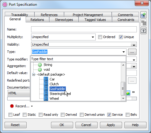 Select type