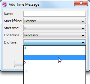 Select end time of time message