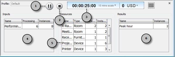 An overview of simulacian control panel while simulating