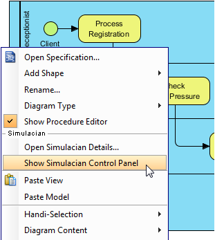 Open simulacian control panel