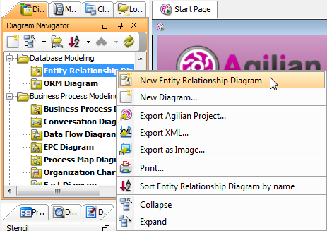 Create an ERD  through Diagram Navigator