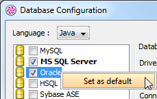 Set as default database