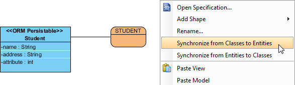 To synchronize changes from class to entity