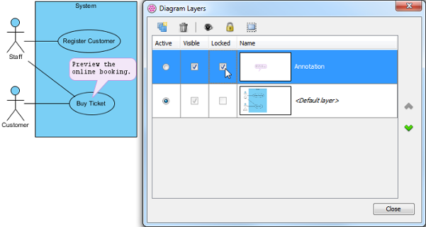 Shapes on the selected layer are locked