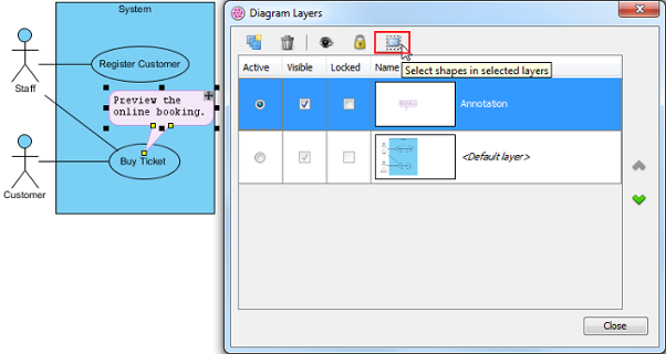 Shapes of the layer are selected on diagram