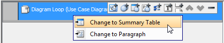 To convert a diagram loop to diagram summary table/paragraph