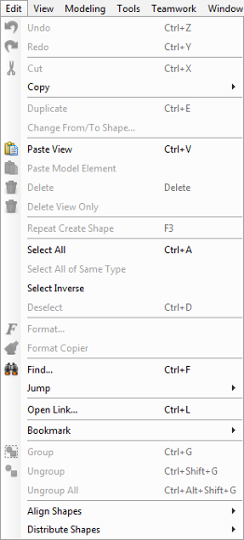 The Edit menu