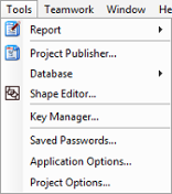 The Tools menu