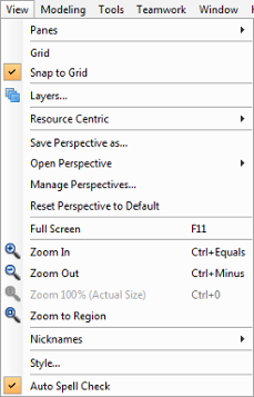 The View menu
