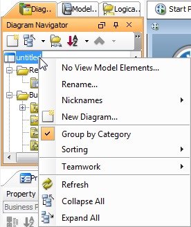 The pop-up menu of project node 