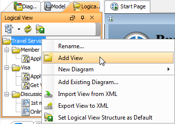 Click Add View from the pop-up menu