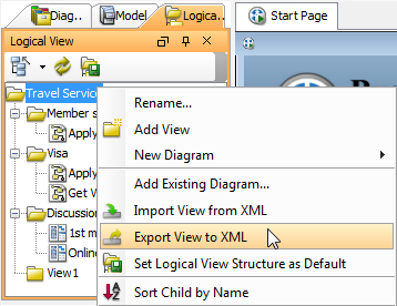 Click Export View to XML from the pop-up menu