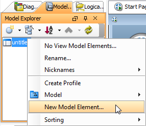 Select New Model Element in pop-up menu